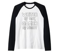 Writer by Day Gamer by Night Camiseta Manga Raglan