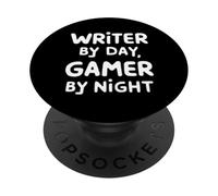 Writer by Day Gamer by Night PopSockets PopGrip Adhesivo