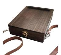 Writers Messenger Wood Box - Contenedor vintage de suministros de arte de gran capacidad, estilo maletín de cartero portátil | Organizador de portaherramientas para pinceles de pintura, tijeras, bocet