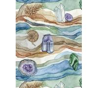 'Writing in' book inspired by home education: Watercolour geology inspired cover with Draw, doodle, label and write inserts.