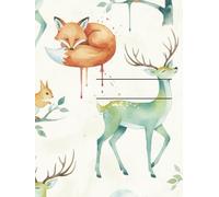 'Writing in' book inspired by home education: Woodland animal watercolour design cover 'exercise book'