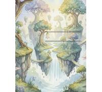 'Writing in' books inspired by home education.: Watercolour waterfall forest designed cover notebook.