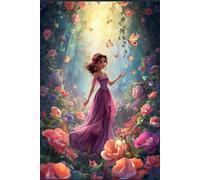 Writing Journal/Notebook/Diary for Girls, Princess in forest with flowers and butterflies, 80 Lined Pages (6inx9in) - Softcover