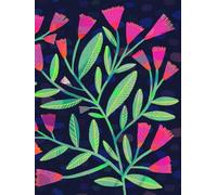 Writing notebook with pink flower cover design on blue - design by Elaheh Bos: 200 pages for writing