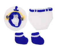 WRITWAA 1 Conjunto de ropa para fotografía de recién nacidos: disfraz de policía para bebé niño, gorro de ganchillo, pañal de punto y calcetín hecho a mano para bebés de 0 a 3 meses. Accesorios