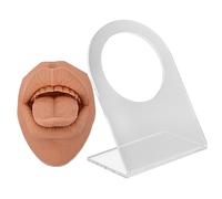 WRITWAA 1 Juego Modelo de boca simulado práctica pequeño lengua falsa con piercing lenguas semental cuerpo kit de perforación de la cara joyas para perforar la lengua gel de sílice Café