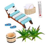 WRITWAA 1 Juego Playa Micro Paisaje Miniatura Accesorios De Playa Decoración Costera Modelo Mini Silla De Casa Modelo Mini Silla De Playa Cosas En Miniatura Sillón En Miniatura Madera