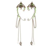 WRITWAA 1 par de pendientes de elfo para mujer: pendientes colgantes de cartílago sin perforación con clip, accesorios medievales de hadas para Halloween, cosplay, estilo medieval y renacentista.