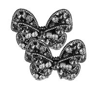 WRITWAA 1 Par flor del zapato del arco Lazos decorativos encanto nupcial alfiler cordón arcos de zapatos clips de joyería para zapatos para mujer accesorios para zapatos pedrería Black