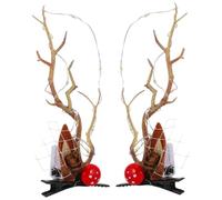 WRITWAA 1 Par Pinza De Pelo De Asta Luminosa Ciervo Fiesta Navidad Cornamenta Cuerno Pinza De Pelo De Reno Led Acción De Gracias Cabello Horquilla De Reno Colorful Abs