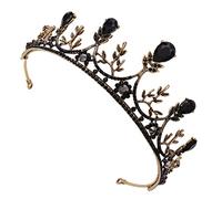 WRITWAA 1 Pieza Coroa de Novia Vintage y Negro Accesorio para Tiara para Bodas y Cumpleaños Decoración para Fotografía y Cosplay