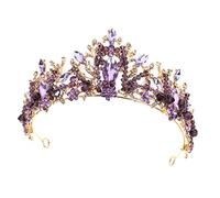 WRITWAA 1 Pieza de cristal de amatista tiaras y coronas para mujer chicas tocados de novia tiaras de novia decoración del pelo de la diadema de boda vaso de cristal