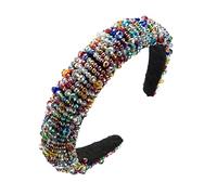 WRITWAA 1 Pieza diadema de cristal tocado de encaje con cuentas Banda de cabello Armada elástico sombreros elegantes aro de pelo con estilo tocado de mujer diadema de niña esponja Vistoso