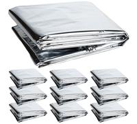 WRITWAA 10 Mantas térmicas de Emergencia - Manta Espacial Reutilizable de 82,7 x 51,2 Pulgadas para Acampar al Aire Libre, Ayuda a Personas sin hogar, refugios de Rescate, Suministros de