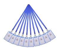 WRITWAA 10 Unidades de Funda Transparente para Credencial con Diseño Doble Cara y Cordón de Poliéster para Tarjetas de Identificación y Oficina Color Azul Oscuro