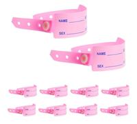 WRITWAA 100 Unidades Pulseras de Identificación Hospitalaria para Adultos Brazaletes Médicos Desechables Color Rosa Oscuro Etiquetas Escritas para Seguridad y Visibilidad del Paciente