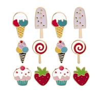 WRITWAA 12 broches con temática de verano, con forma de piruleta de dibujos animados, con forma de fresa para solapa de mochila, con de helado para decorar ropa y fiestas.