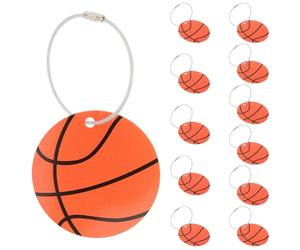 WRITWAA 12 Piezas Identificador de Maletas de Viaje Acrílico Diseño de Baloncesto para Mochilas y Equipaje, Tamaño 12.5x7 Cm, Agarre Cómodo y Fácil de Colocar
