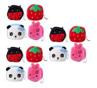 WRITWAA 12piezas Monedero De Dibujos Animados para Niño Niña Cartera Pequeña Creativa De Pouch Diseño De Conejo Fresa Panda y Mariquita para Monedas y Llaves