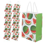WRITWAA 12piezas Papel Con Asas Para Fiesta De Cumpleaños Infantiles Diseño Refrescante De Sandía Divertidos Bolsos Para Regalos Verano y Eventos Temáticos