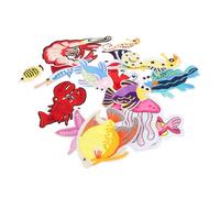 WRITWAA 16 Piezas Parches Bordados de Criaturas Marinas de Apliques para Ropa y Chaquetas Adhesivos para Planchar y Coser Suave y Fáciles de Fijar