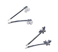 WRITWAA 2 Pares Horquilla Gemas de Imitación y Diseño de Alas Accesorios Cabello para Mujer Pinzas Cabello Estilo de Alas para Fiestas y Eventos