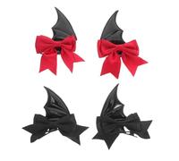 WRITWAA 2 Pares Pinzas Pelo de Murciélago Alas Demoníacas para Halloween Accesorios Góticos Pelo Pinzas Lazo para Fiestas Espeluznantes