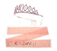 WRITWAA 2 Piezas 40a 40 cumpleaños tiaras Faja de la 40 decoración SASH DE FELIZ CUMPLEAÑOS azul marco de cumpleaños Faja de de de imitación aleación Naranja