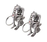 WRITWAA 2 Piezas colgante de neceser calavera cadenas hombre mini paraca bien llaveros bolsos de calavera Frío llavero esqueleto creativo inodoro esqueleto wc a Grey