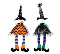 WRITWAA 2 Piezas Cubierta Tela No Tejida con Piernas Extendidas de Halloween Sombrero de Bruja para Botella de Vino Decorativa para Mesas de Comedor y Fiestas