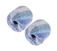 WRITWAA 2 Piezas de Hilo para Tejer Crochet 130 M Algodón Mercerizado Suave Color Azul Degradado 44 Días Paquete para Amigurumi Suéter Bufanda y Manualidades para Principiantes