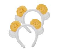 WRITWAA 2 Piezas Diadema De Garra Linda Diadema De Oveja Diadema De Cuerno Diademas Diadema De Lana Cuernos Orejas Iluminar La Diadema Tocado De Cuerno De Oveja Diadema Ligera Yellow Felpa