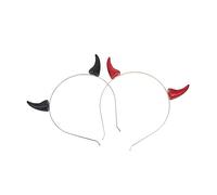 WRITWAA 2 Piezas Diadema Demonio Halloween Cuernos Negros y Rojos Accesorio Fiesta Cosplay