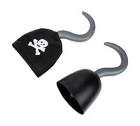 WRITWAA 2 Piezas Gancho Pirata Negro para Disfraces de Halloween Infantil, Ligero y Fácil de Usar, Accesorio de Plástico y Tela para Cosplay y Representaciones