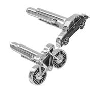 WRITWAA 2 piezas Gemelos para Hombre con Diseño Retro de Bicicleta y Coche sobre Negro Accesorios de Traje Resistentes para Camisa de Esmoquin Bodas y Negocios