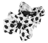 WRITWAA 2 Piezas horquilla de futbol pequeño pinza para el pelo con lazo de fútbol chicas mini arco fútbol americano clips de pelo de niña pinzas para el cabello con lazo cinta de hilo