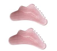 WRITWAA 2 Piezas masajeador de cuerpo rodillo de masaje pequeño Tablero de masaje Herramienta de guasha masajeadores faciales suministro de salón tabla de masaje facial resina rosa