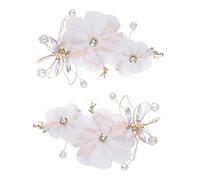 WRITWAA 2 Piezas Pasador De Pelo Con Borla Diadema De La Novia Boda Accesorios Cabello Nupcial Adulto Vestido Novia Horquilla Tocado De Novia Blanco