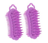 WRITWAA 2 Piezas Peine De Champú Para Fregar Azul Masajeador De Cabello Cuero Cabelludo Masajeando Herramienta Pincel De La Tapa De La Cuna Violet Gel De Sílice