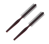 WRITWAA 2 Piezas Peine rizador de madera de peral redondo húmedo desenredador estilo chinos desenredar peine formador de viento de peluquería de peinado Black