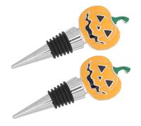WRITWAA 2 Piezas Tapón de Sellado Reutilizable para Botellas de Vino Diseño de Calabaza de Aleación de Zinc, Sello Hermético y Decorativo para Fiestas de Halloween