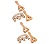 WRITWAA 2 Series Conjunto De Masajeador Massage Roller Masajeador De Pies De Cabeza Manejar es Faciales Martillo De Masaje De Bambú Roller Para Músculos 3 Piezas*2