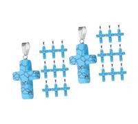 WRITWAA 2 Series Cruz Colgante Encanto Colgante Collar Encanto De Oro Haciendo Encantos Colgantes Encantos De Perlas Amuletos De Cuentas Encantos De Oro Blue Piedra Natural 10 Piezas*2