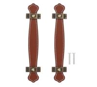 WRITWAA 2 tiradores de cuero sintético para armarios: tiradores retro para cajones de muebles del hogar, correas de maleta de estilo antiguo de repuesto con tornillos de montaje (marrón)