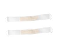 WRITWAA 2 Toallas Exfoliantes para Baño Blanco de Masa Vegetal Correas Largas y Dos Cuerdas para Manos, Accesorios Cómodos para Ducha y Depurador de Espalda, Pack de 2
