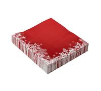 WRITWAA 20hojas Servilletas Navideñas de Estampado de Copos de Servilletas Rojas para Decoración de Mesa de Navidad para Fiestas Festivas