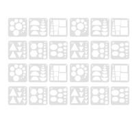 WRITWAA 24 Piezas Plantillas de Dibujo Geométrico de Plástico Reutilizable Formas Básicas (círculo, Semicírculo, Cuadrado, Triángulo, Hexágono, Óvalo) para Manualidades Escolares y