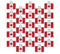 WRITWAA 25 Unidades Colgante Bandera de Canadá Hoja de Arce en Aleación, Diseño Único y Portátil para Llaveros, Pulseras y Souvenirs de Viaje Patrióticos