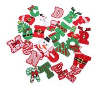 WRITWAA 26 Piezas Parche del Alfabeto Inglés Bordado en Poliéster Diseño Navideño, Parches Termoadhesivos para Ropa y Bolsos, Adorno Festivo y Reparación Diaria
