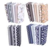 WRITWAA 28 piezas Tela de Algodón para Costura Patchwork Accesorios DIY para Niñas y Tela Hecha Mano Colores Café Azul Marino y Gris para Manualidades y Decoración Hogar